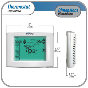 Termostato Ecox Digital pantalla tactil 12.5cm, Programable 7+0, 1 Etapa, Touch Screen 24v