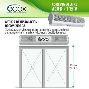 ecox ACUB12CA Cortina de Aire de 120 cm, 110 V, 60 Hz, 1 Ph, 130 W. Para uso Residencial o Comercial