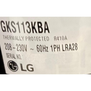 LG Compresor Rotativo velocidad fija 208-230V/1Ph/60Hz LRA 56 Compatible con R410A, Protector Interno OLP 201400603064 11103010001056 
Fits: EACM012C11B Midea PAC13037 PAC120371