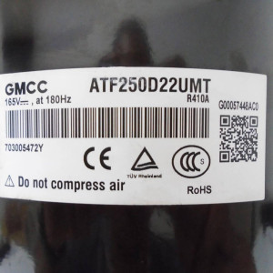 GMCC Compresor Rotativo Inverter ATF250D22UMT Compatible con R410A, 11103020000319
Sirve: EIVCU036CXXB EIHCU036CXXB EDEM036H18B EDEM030H18B  MCHS30PSH2 MCHS36PSH2