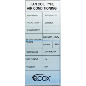 Fan Coil 36.000btu R410 230v/60hz/1ph Ecox Inverter Eivfcu036cxxb (Solo Con Eivcu036cxxb) Fan Coil 36.000btu R410 230v/60hz/1ph Ecox Inverter Eivfcu036cxxb (Solo Con Eivcu036cxxb)