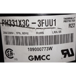 GMCC Compresor Rotativo velocidad fija 24.000Btu 208-230V/60Hz/1Ph Lra 55 Compatible con R22, PH331X3C-3FUU1 201400600180 11103010000675 