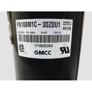 GMCC Compresor rotativo velocidad fija 12.000 Btu 220v/60hz/1ph Compatible con R410A, PA108M1C-3DZDU1 201400601350 11103010000658